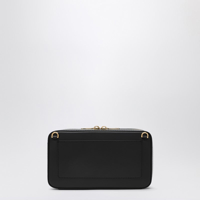 Black Leather Shoulder Bag With Logo