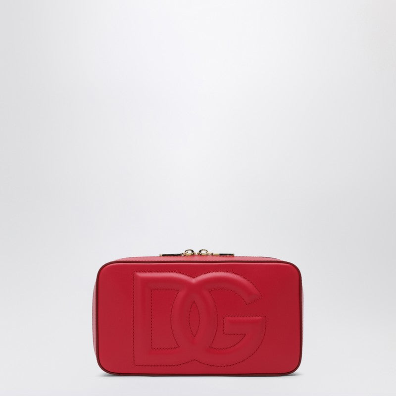 Red Leather Shoulder Bag With Logo