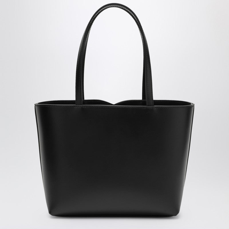 DG Logo Black Leather Small Tote Bag