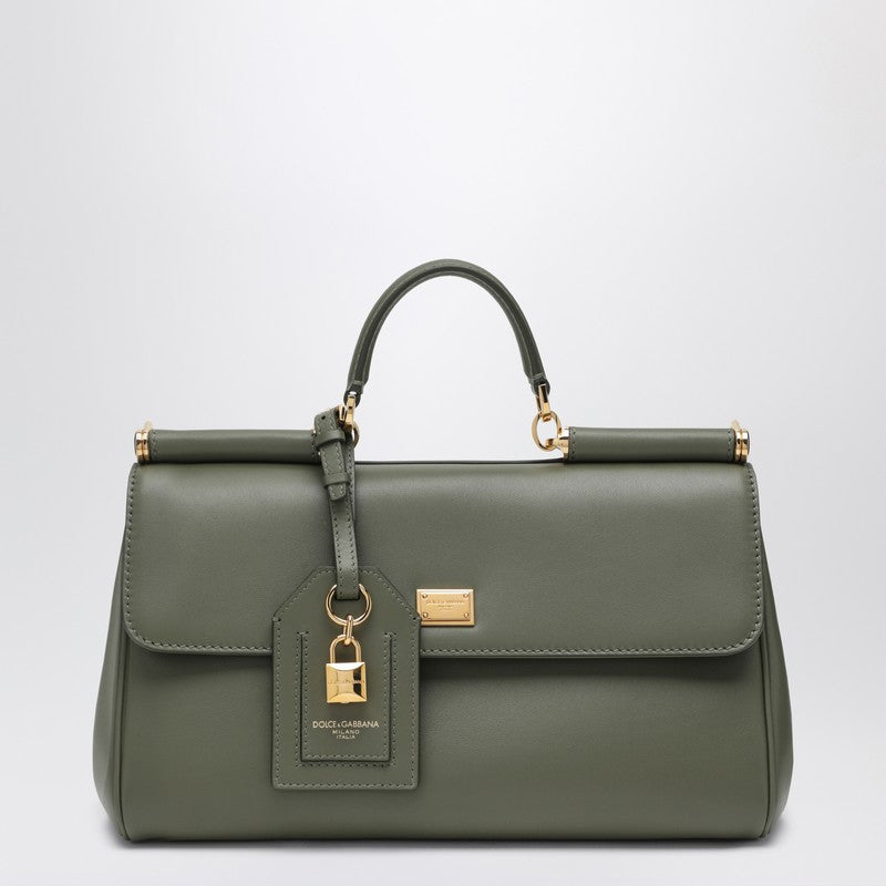 My Sicily handbag in military green leather