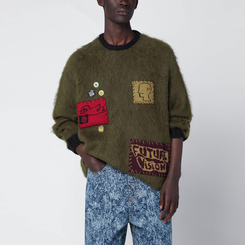 Olive green alpaca-blend sweater