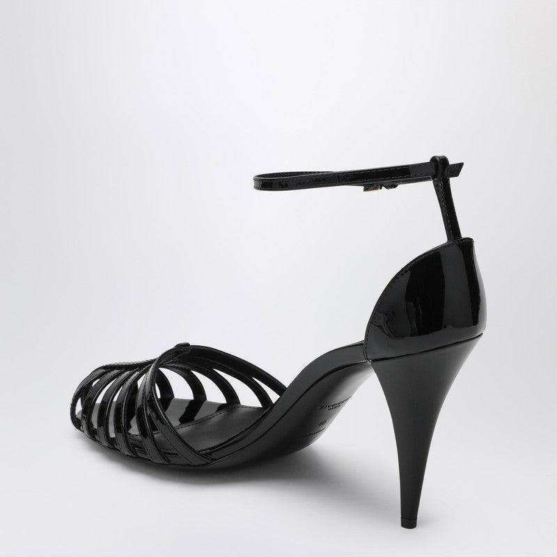 Patent Leather Cage Heeled Sandals