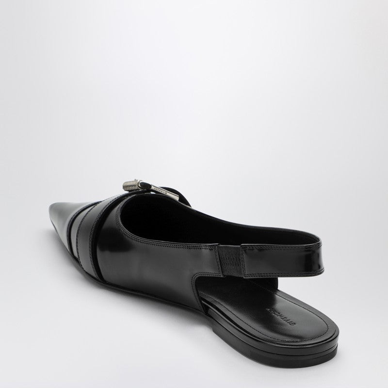 Voyou Black Leather Slingback