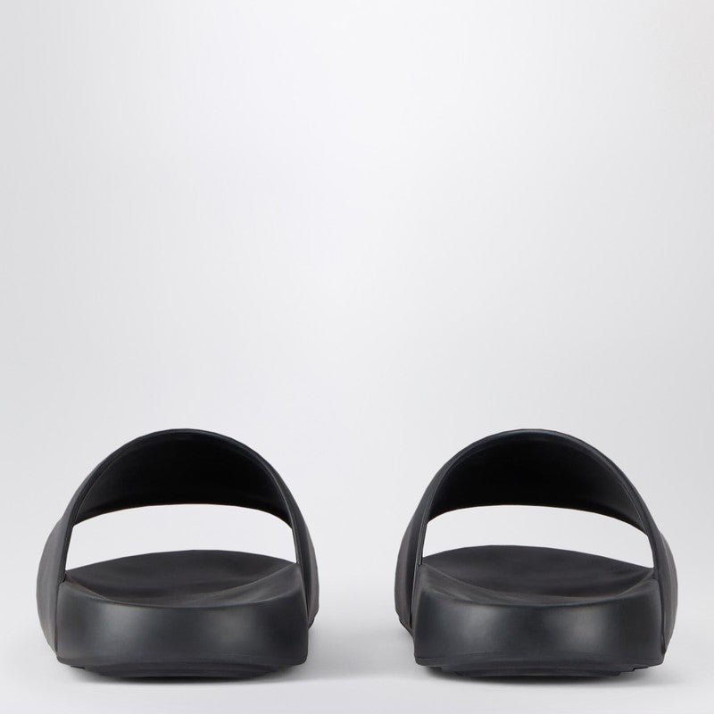Black rubber Label Slide flat mules