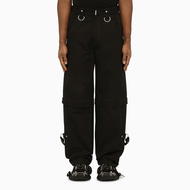 Black trousers with removable bottoms