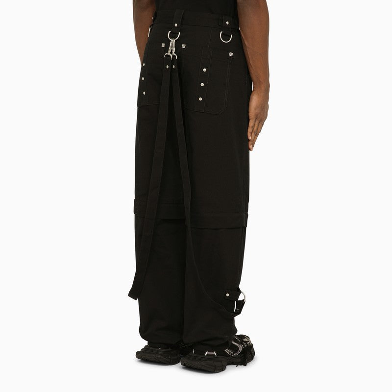 Black trousers with removable bottoms