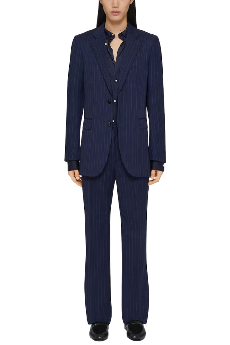 Slim Fit Striped Tailored Pants In Wool