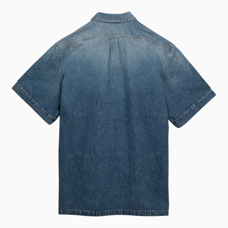 Blue denim short-sleeved shirt