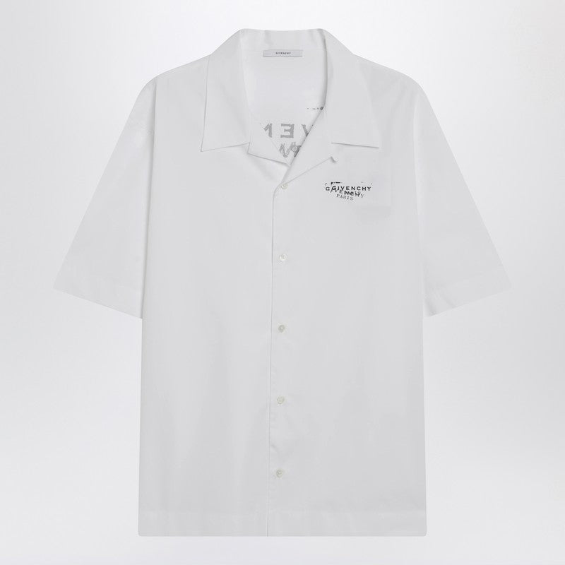 White poplin shirt with logo print