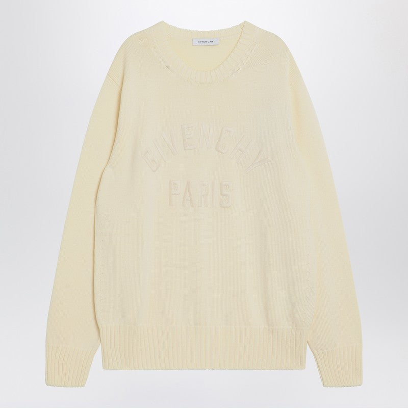 Sweater écru in cotton with logo