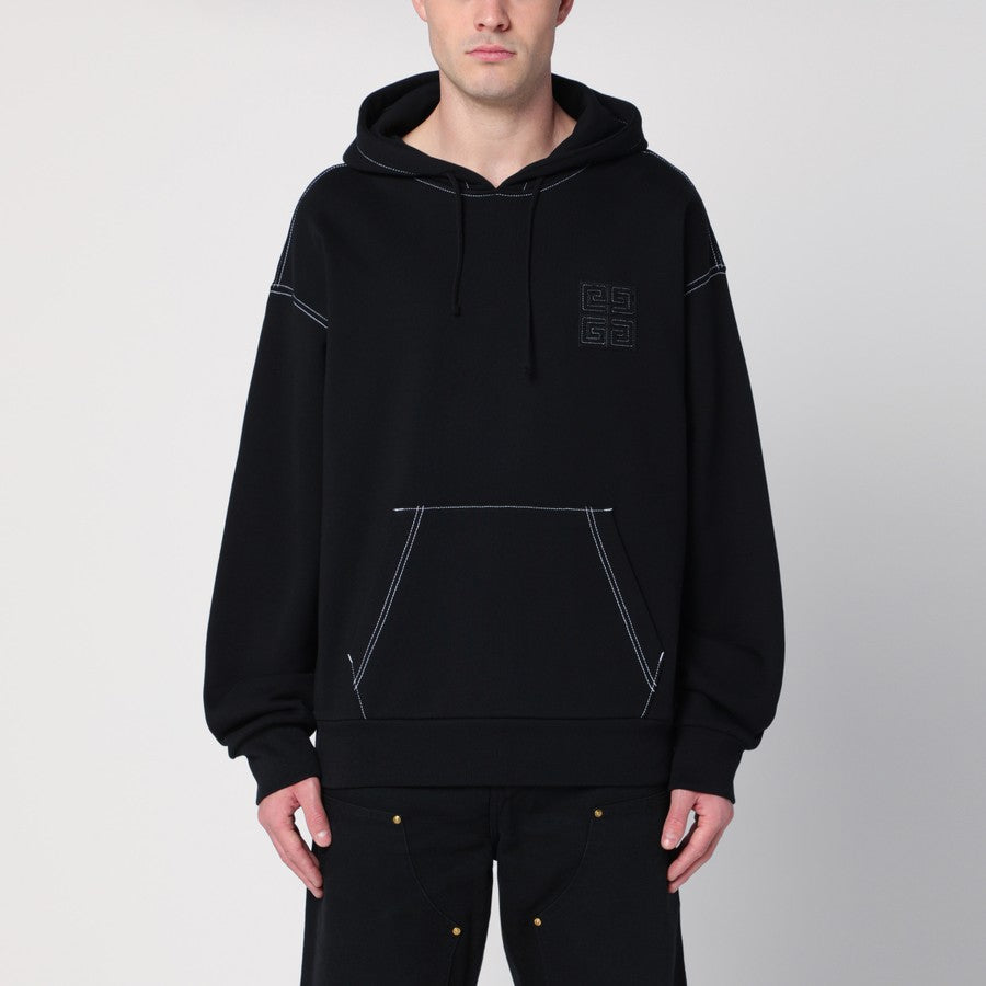 4G Black Cotton Hoodie