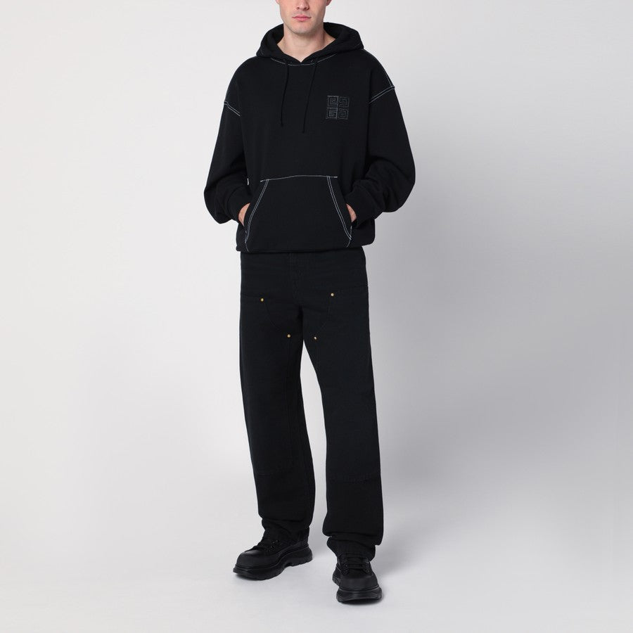 4G Black Cotton Hoodie