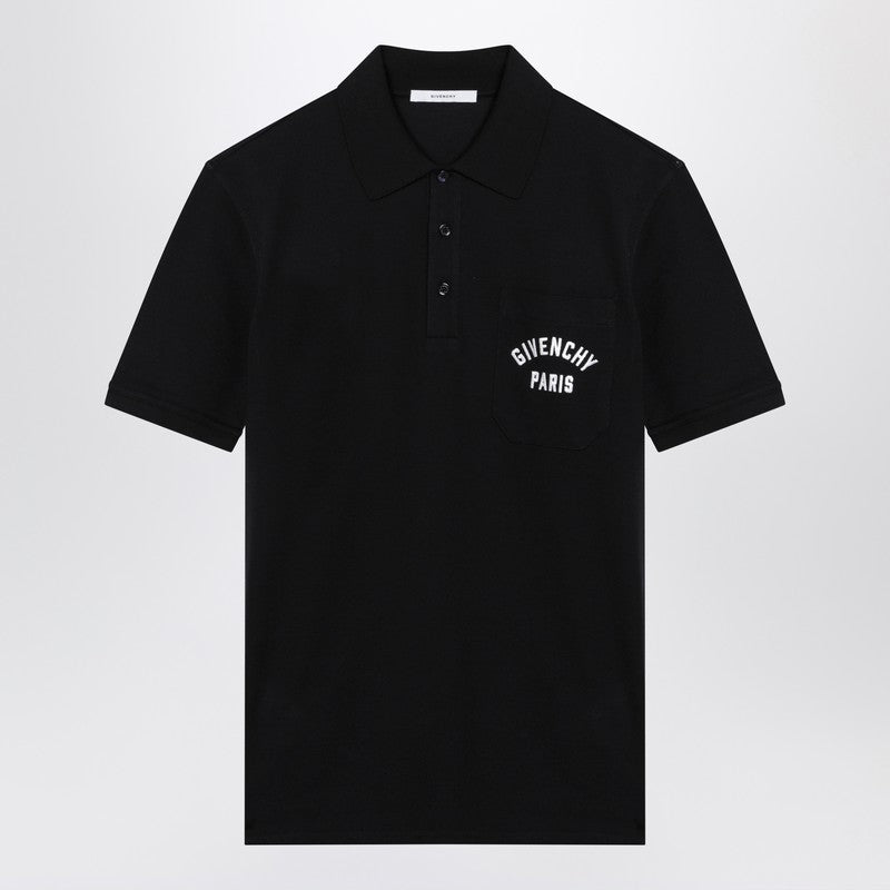 Dark blue polo shirt with logo embroidery