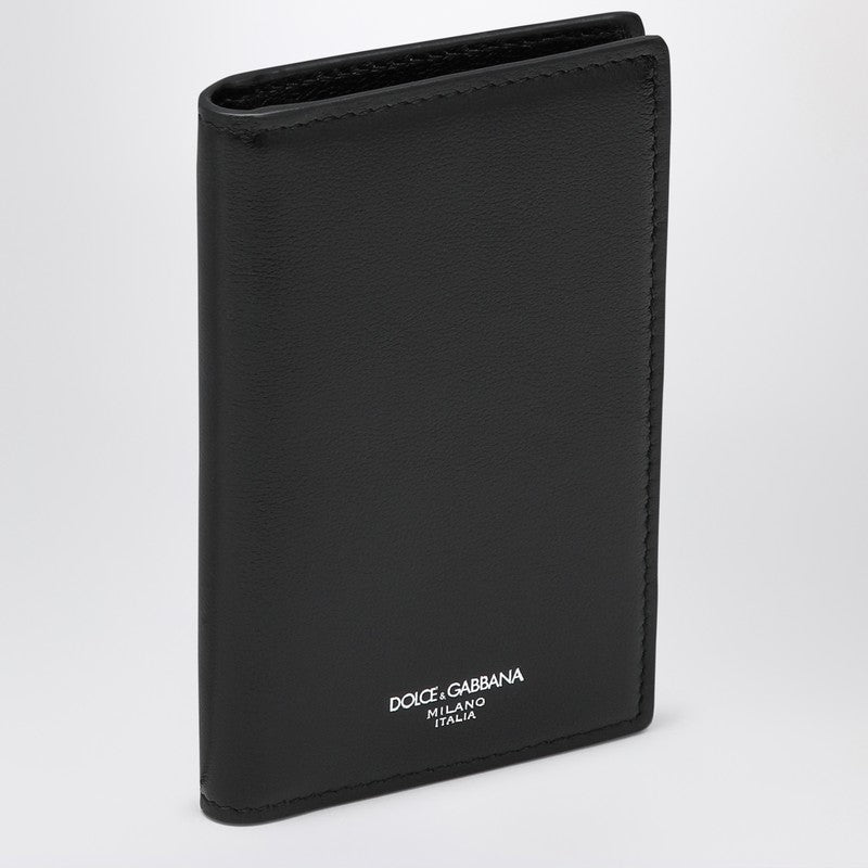 Black Leather Vertical Card Holder With Logo
