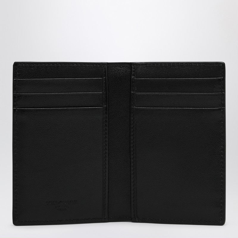 Black Leather Vertical Card Holder With Logo