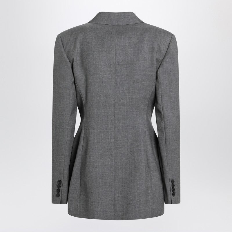 Grey double-breasted wool jacket