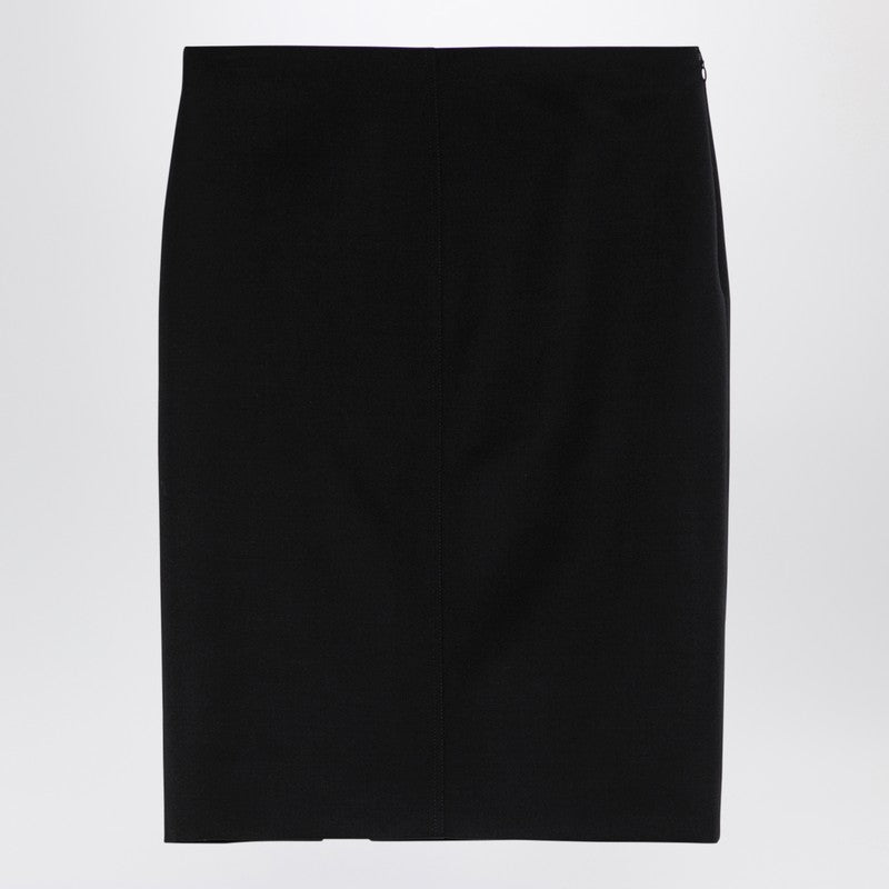 Black Wool Skirt With Metal Button 4G