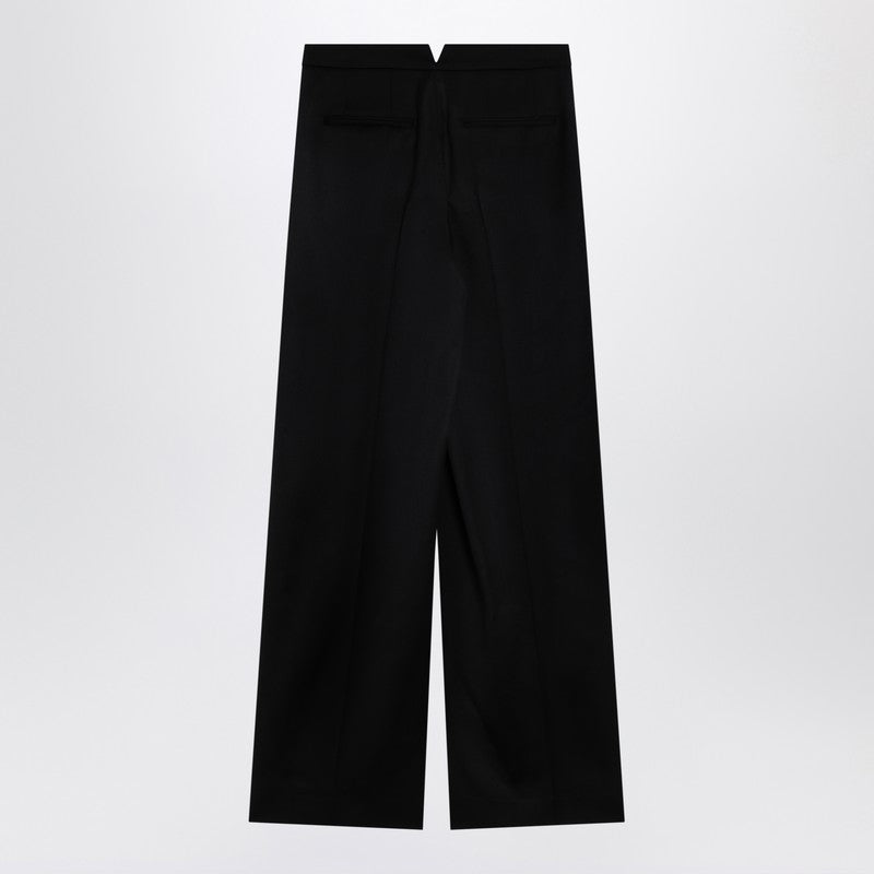 Black Wool Wide Trousers