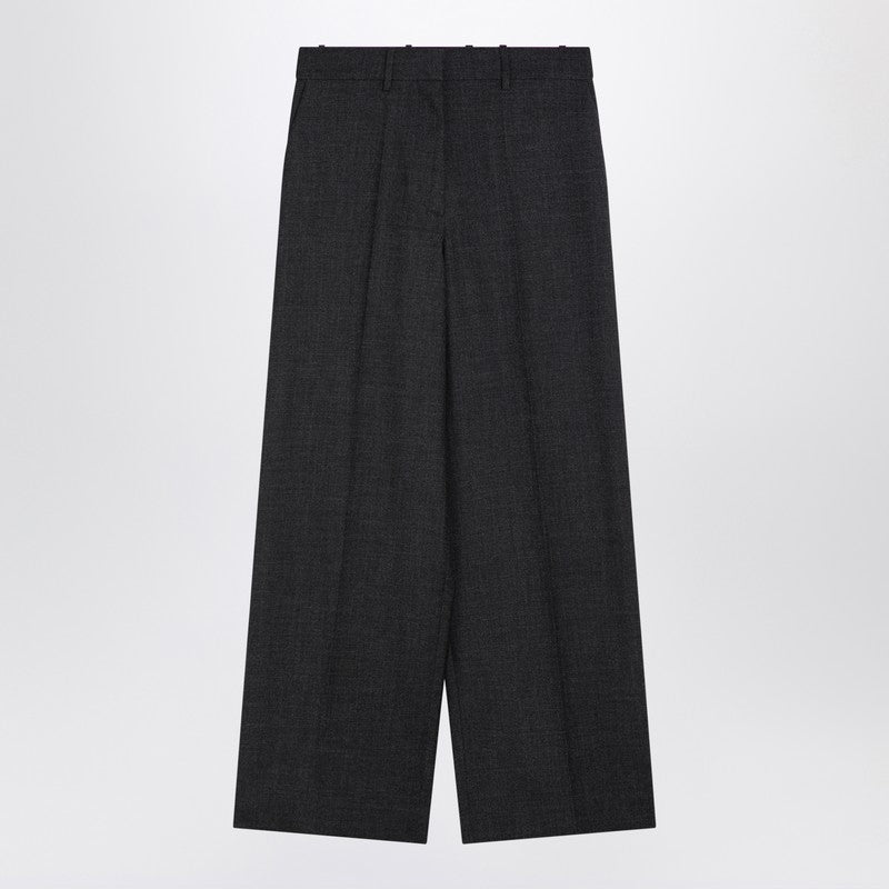 Dark Grey Wool Wide Trousers