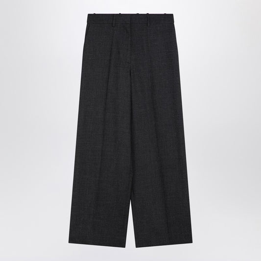 Dark Grey Wool Wide Trousers