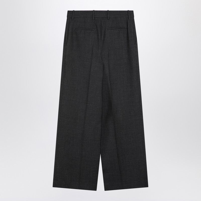 Dark Grey Wool Wide Trousers