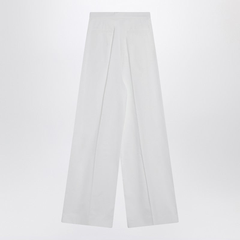 White Pleated Cotton Trousers