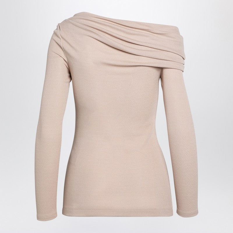 Beige Sweater With Bare Shoulder