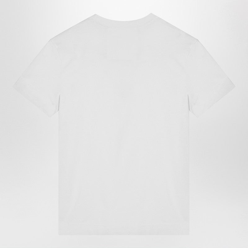 White Cotton T-shirt With Logo Embroidery