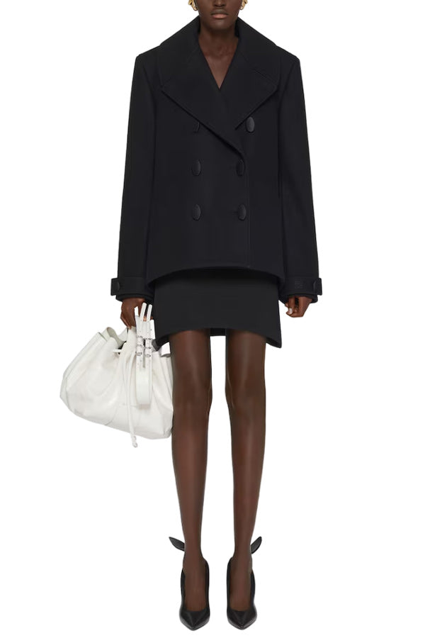 Oversized Asymmetric Peacoat In Wool