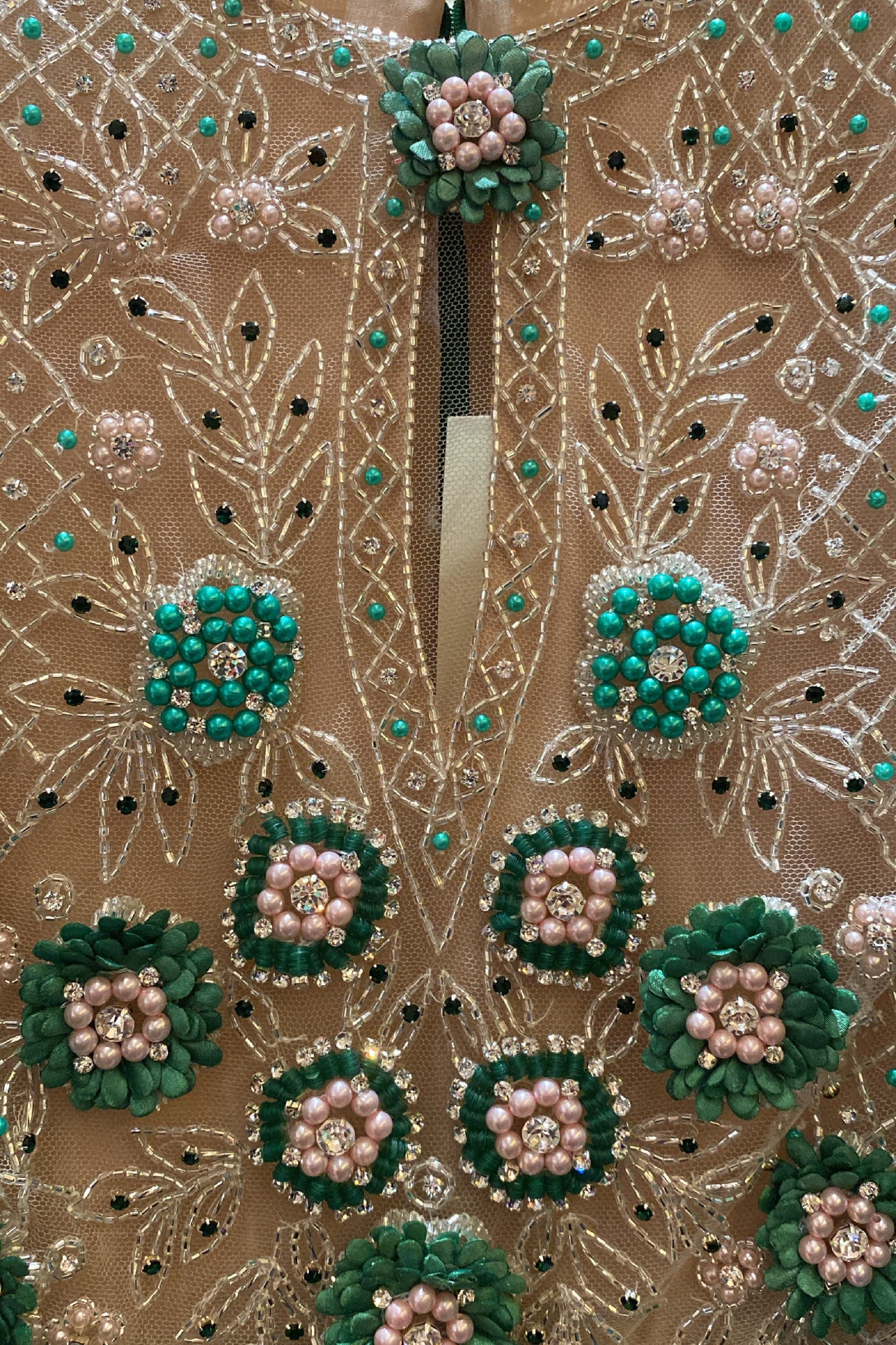 BEADED CREPE GOWN AND CAPE