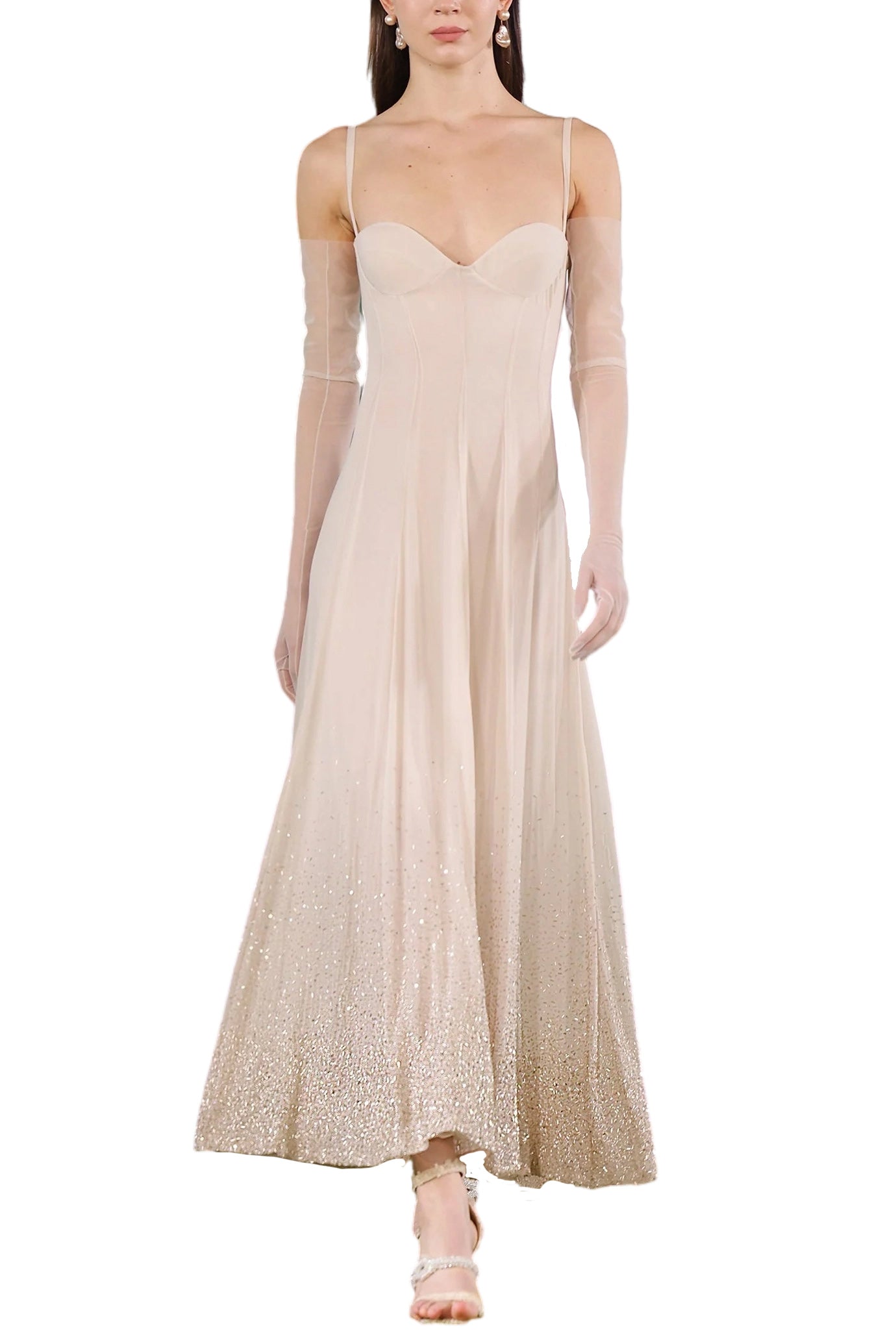 BEADED CRYSTALLIZED GEORGETTE DRESS