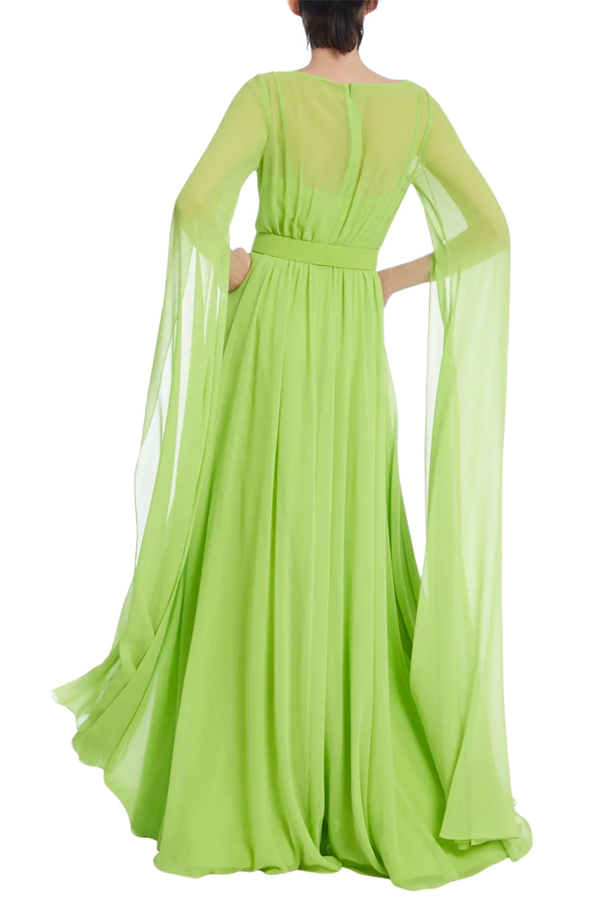 BELTED EVENING CAPE GOWN