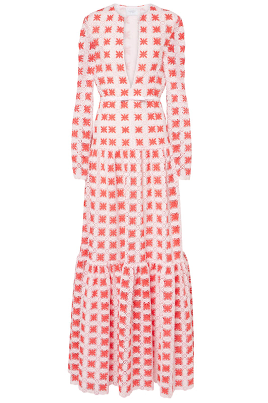 BELTED LACE MAXI DRESS