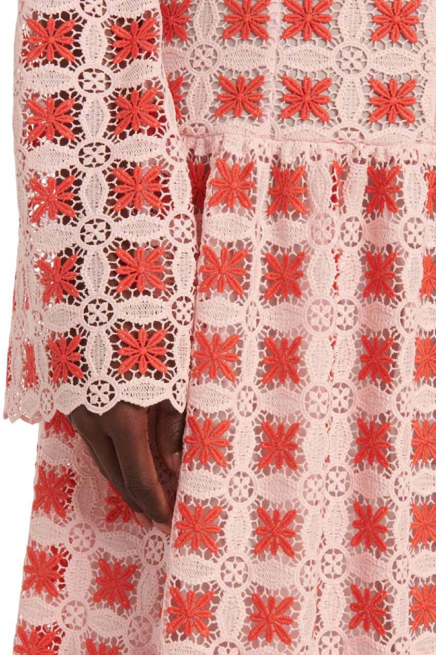 BELTED LACE MAXI DRESS