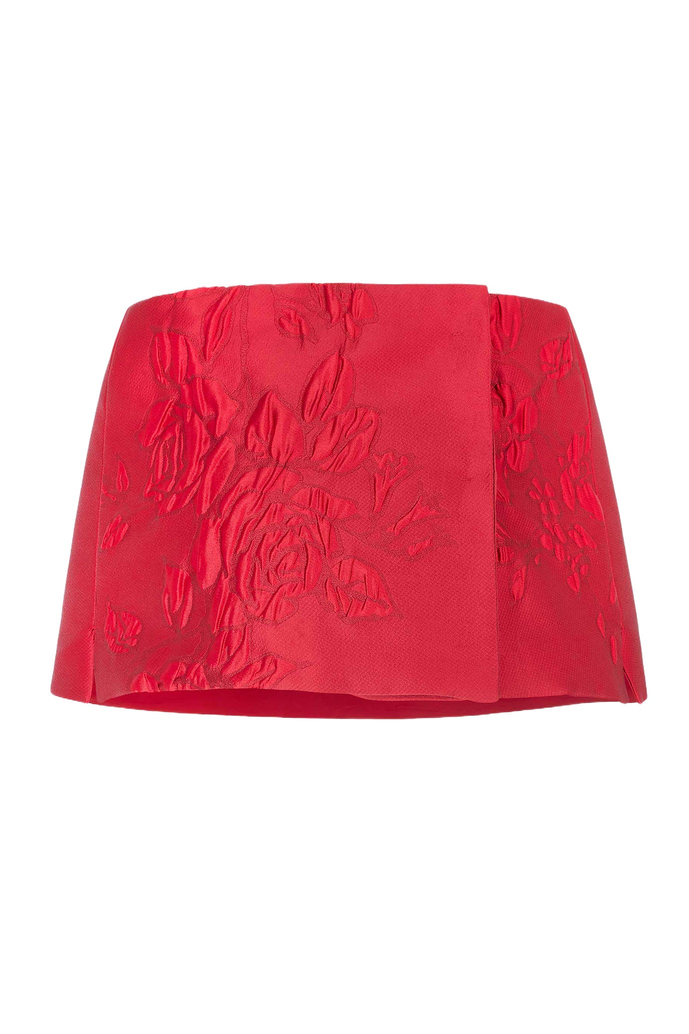 BIBIANA WRAP IN RED GRAPHIC ROSE JACQUARD