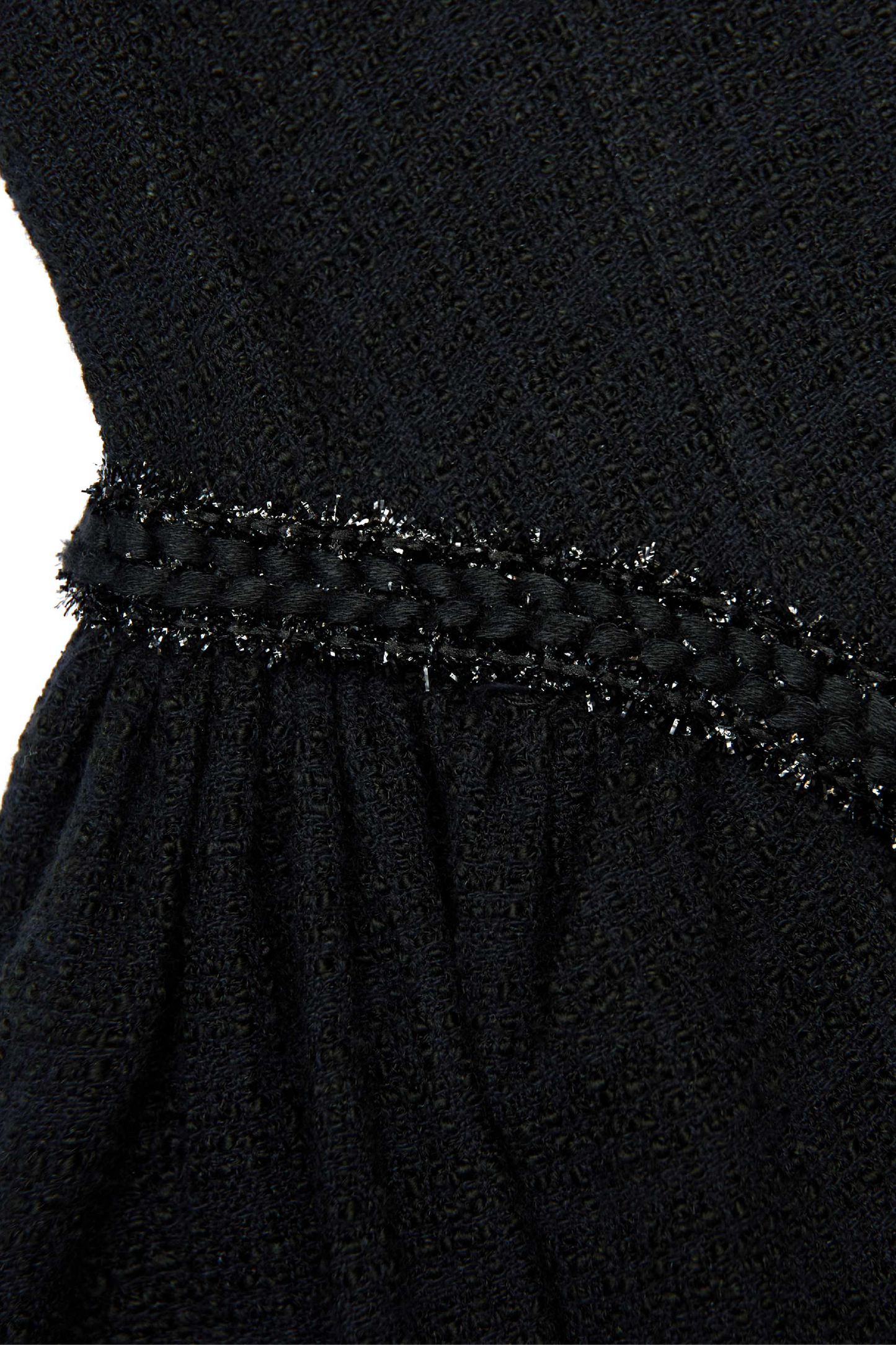 BLACK BOUCLE SLEEVELESS MIDI DRESS