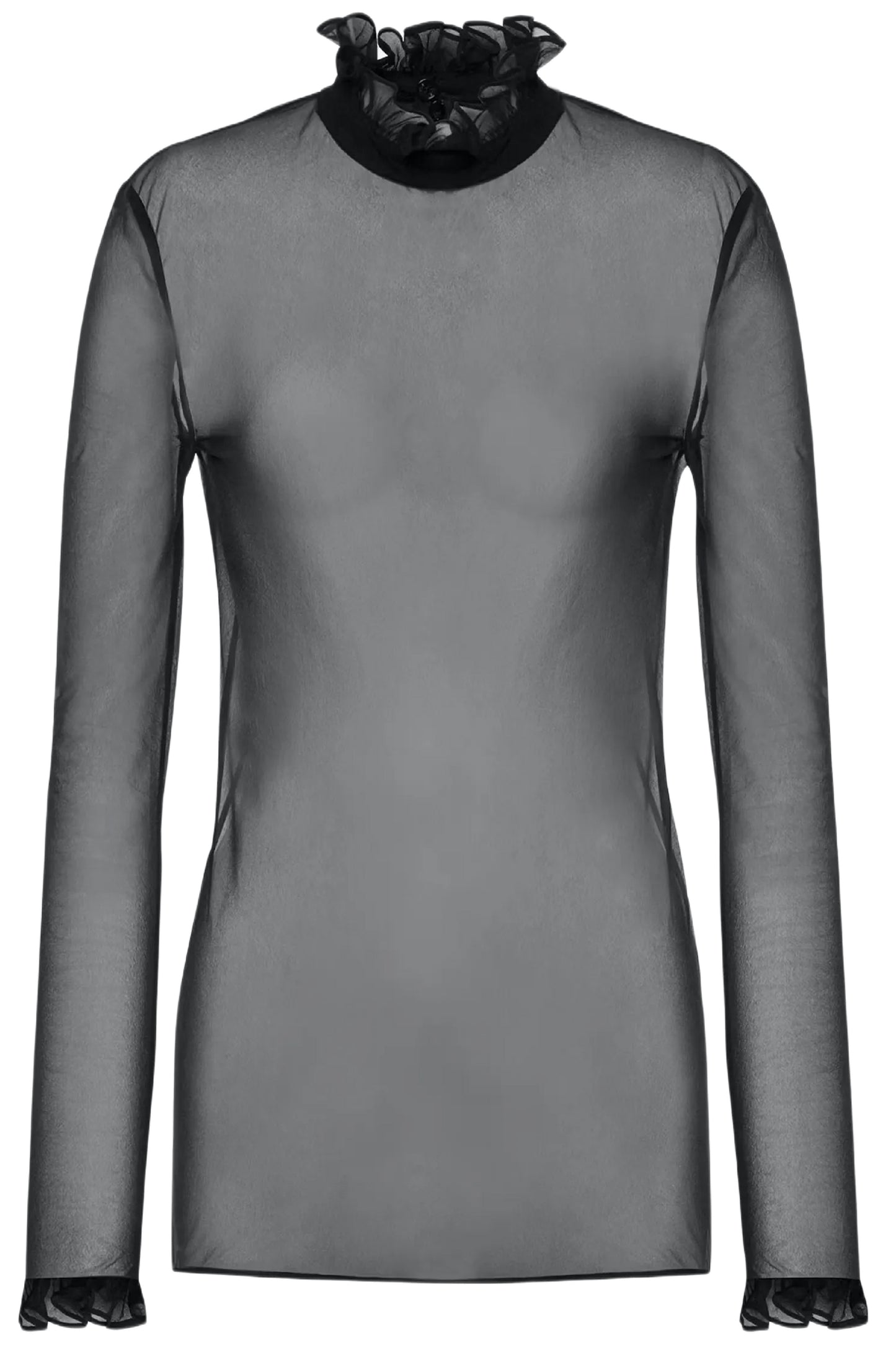 BLACK TECHNO CHIFFON BLOUSE