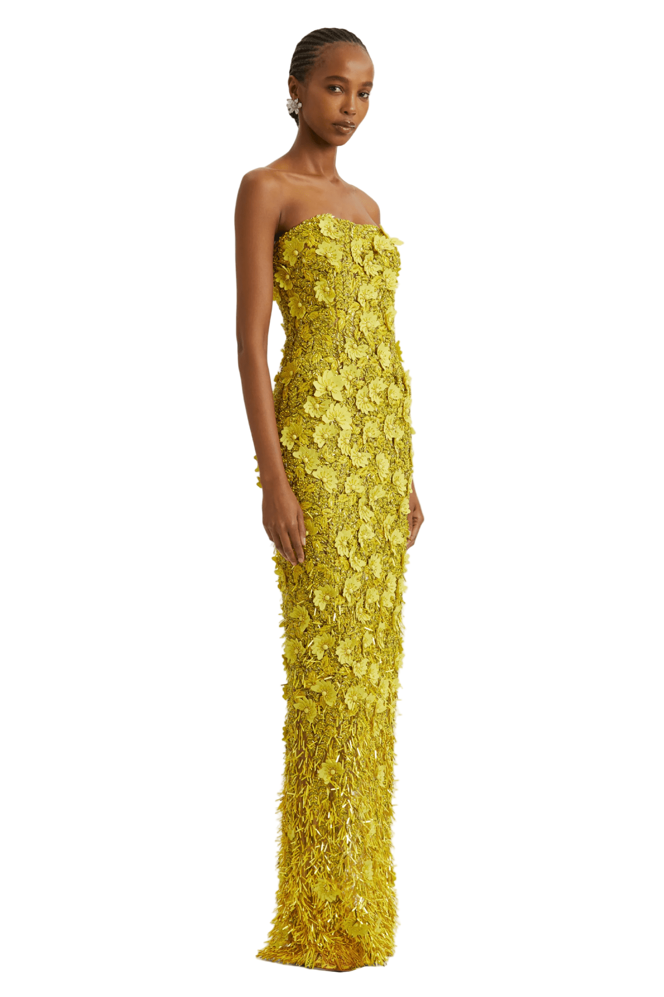 BLUE QUARTZ SEQUIN AND RAFFIA GOWN