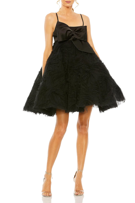 BOW FRONT TULLE MINI DRESS