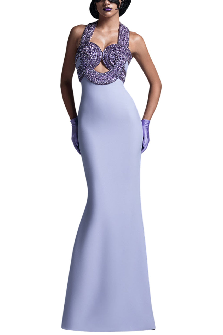 CRYSTAL EMBELLISHED BUSTIER GOWN