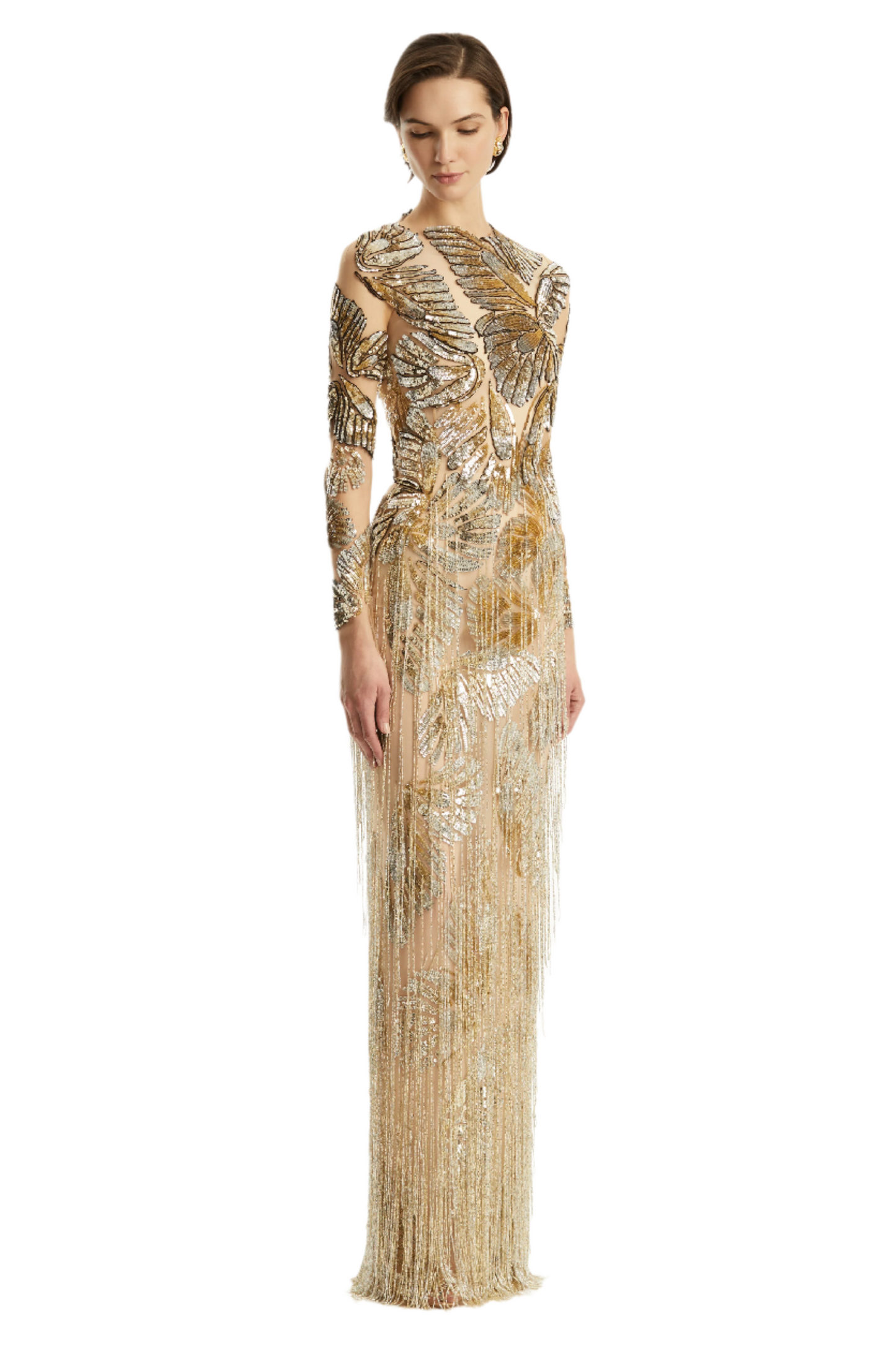 BUTTERFLY EMBROIDERED TULLE GOWN