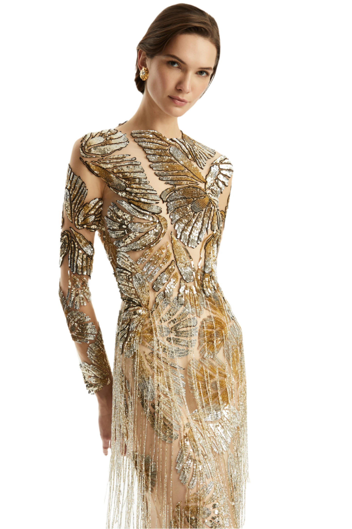 BUTTERFLY EMBROIDERED TULLE GOWN
