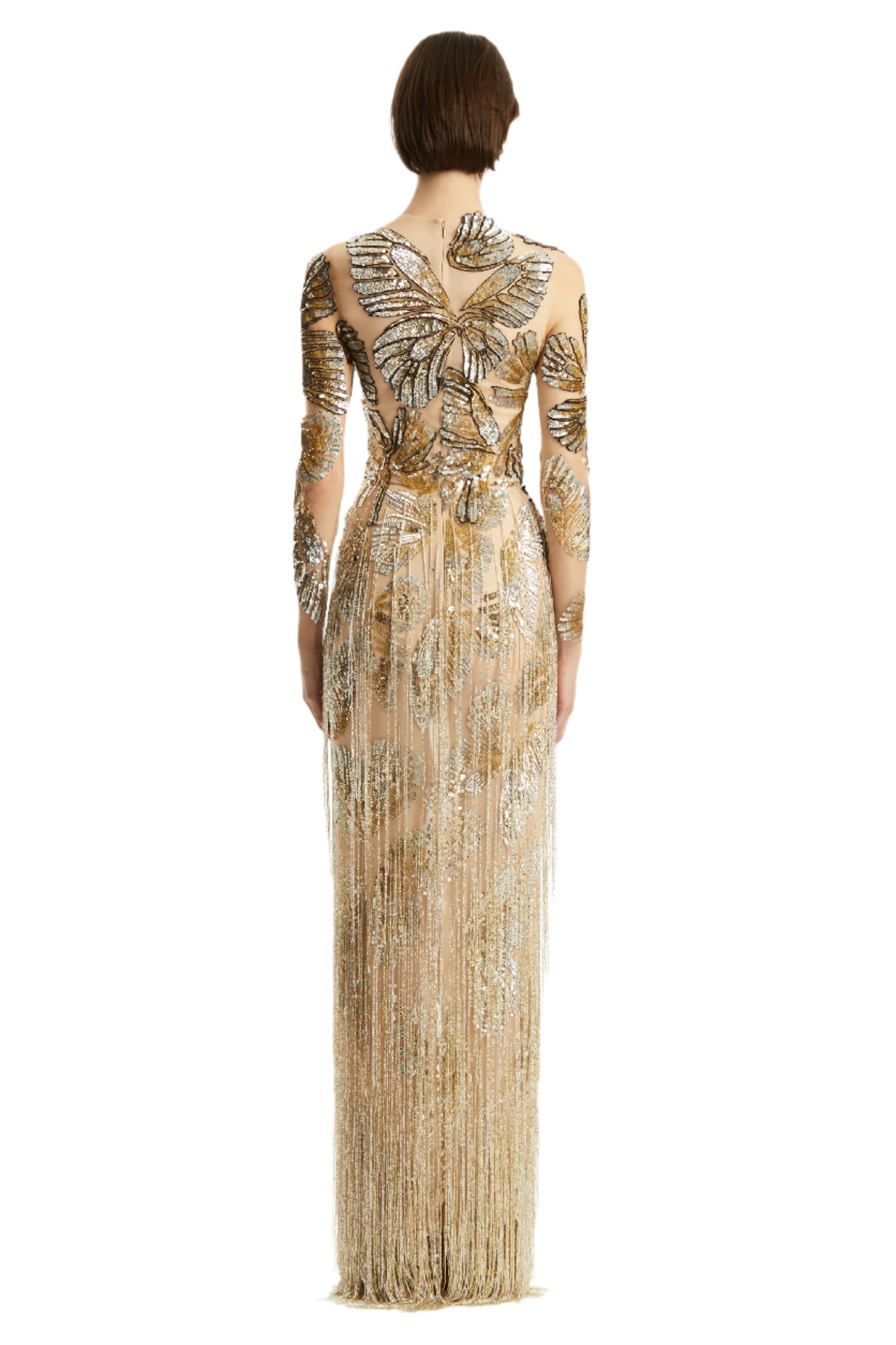 BUTTERFLY EMBROIDERED TULLE GOWN