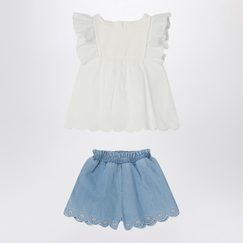 White And Blue Cotton Suit