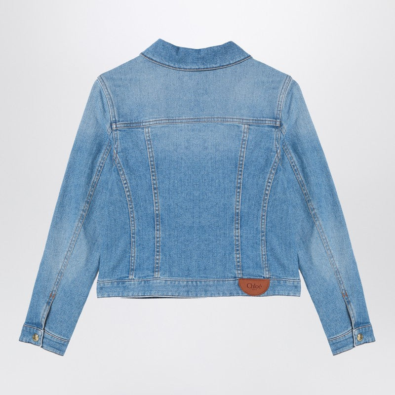 Blue Washed-effect Denim Jacket