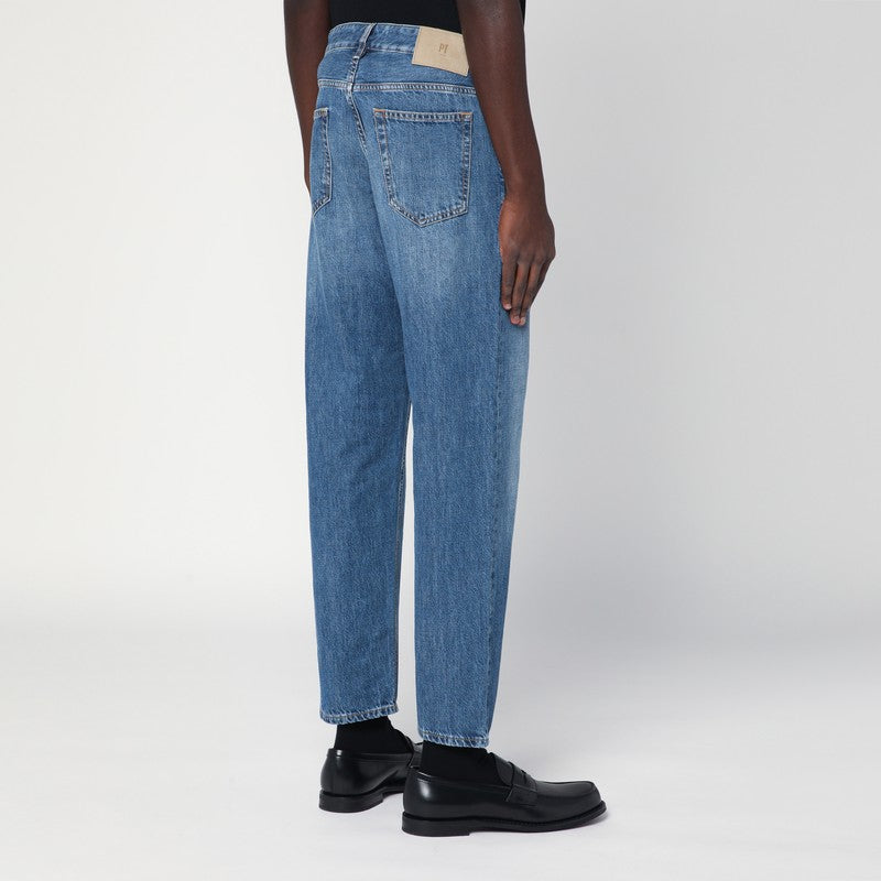 Straight Blue Jeans With Faded Effect