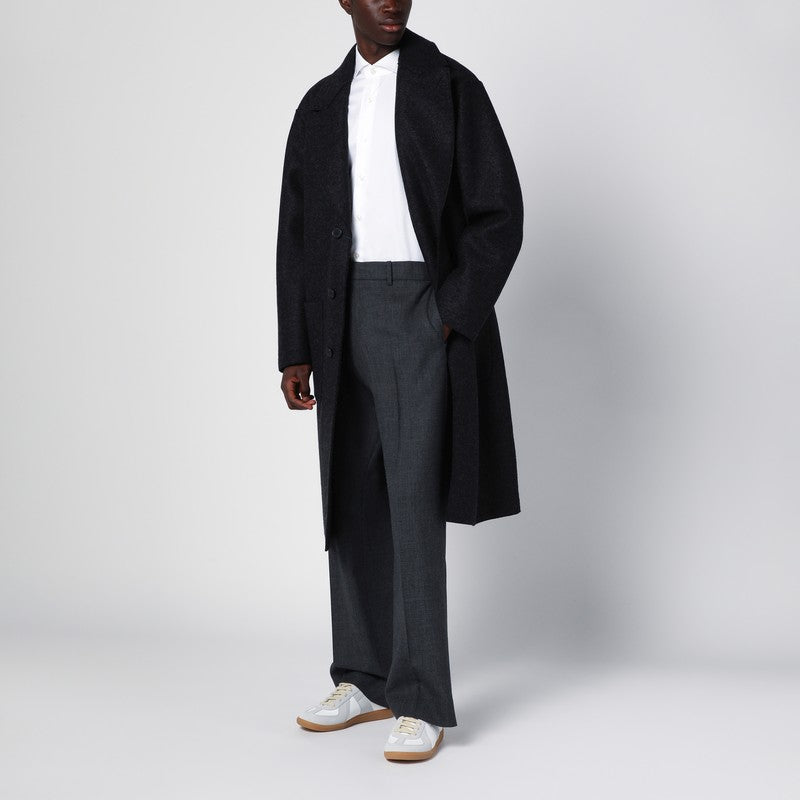 Anthracite Grey Single-Breasted Wool Coat