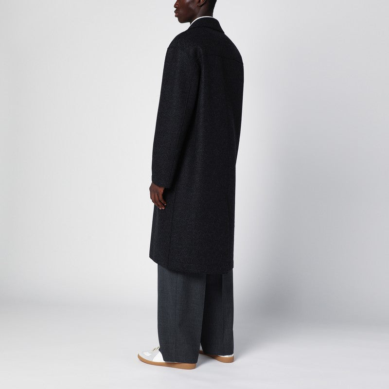 Anthracite Grey Single-Breasted Wool Coat
