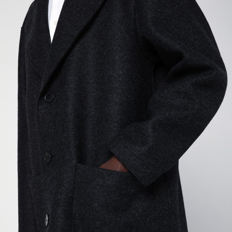 Anthracite Grey Single-Breasted Wool Coat