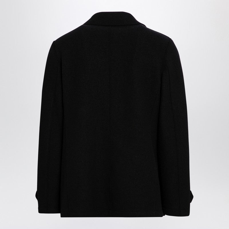 Black peacoat in boiled wool